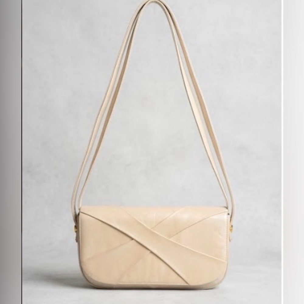 RARE Vintage Bruno Magli 1980s Pearlescent Leather Shoulder Bag Italy Mirror